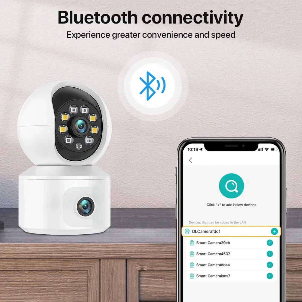 6MP WiFi IP Camera Dual Lens Dual Screen Baby Monitor Home Security Camera PTZ Auto Tracking CCTV Video Surveillance iCsee