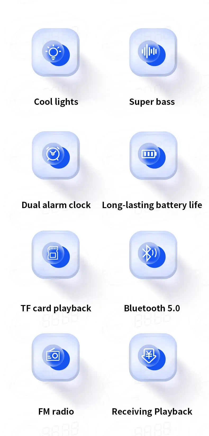 Alarm Clock Caixa De Som Bluetooth Speaker Portable Sound Box Music Wireless Radio FM Subwoofer Bocina Bass Lamp Coluna Column