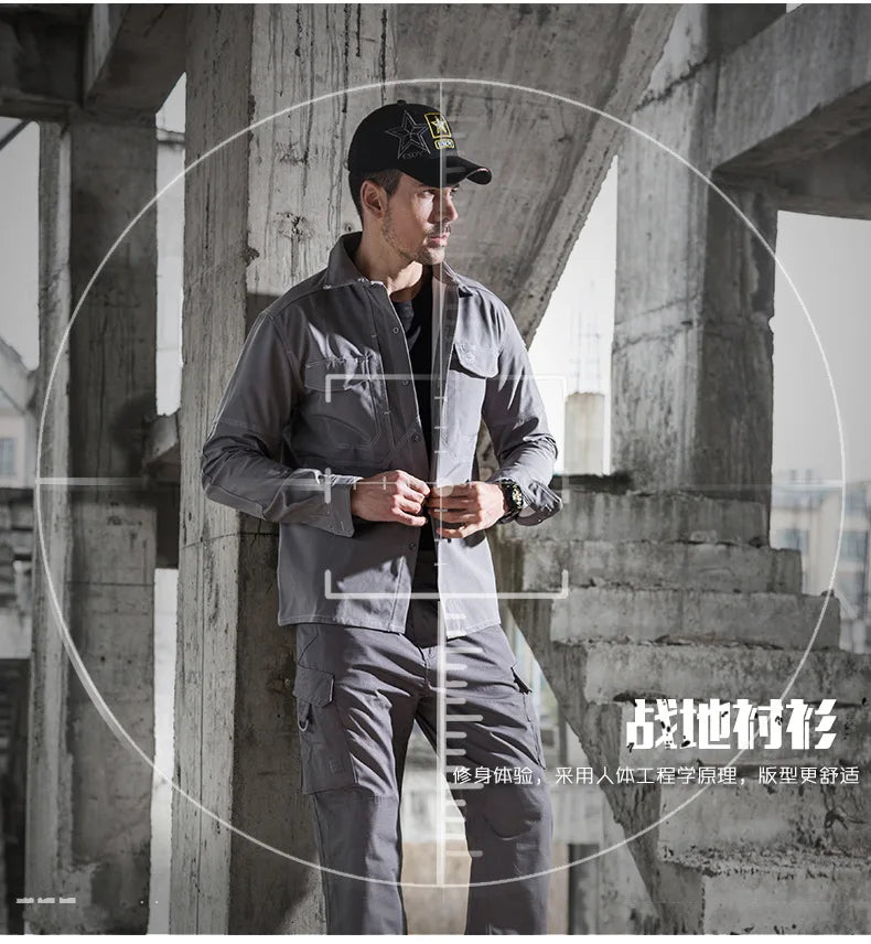 Winter autumn ESDY Brand Men s Sports t Shirt Warm Long Sleeve Shirt 100% Cotton  Anti-wear Working Cargo Hiking Shirts