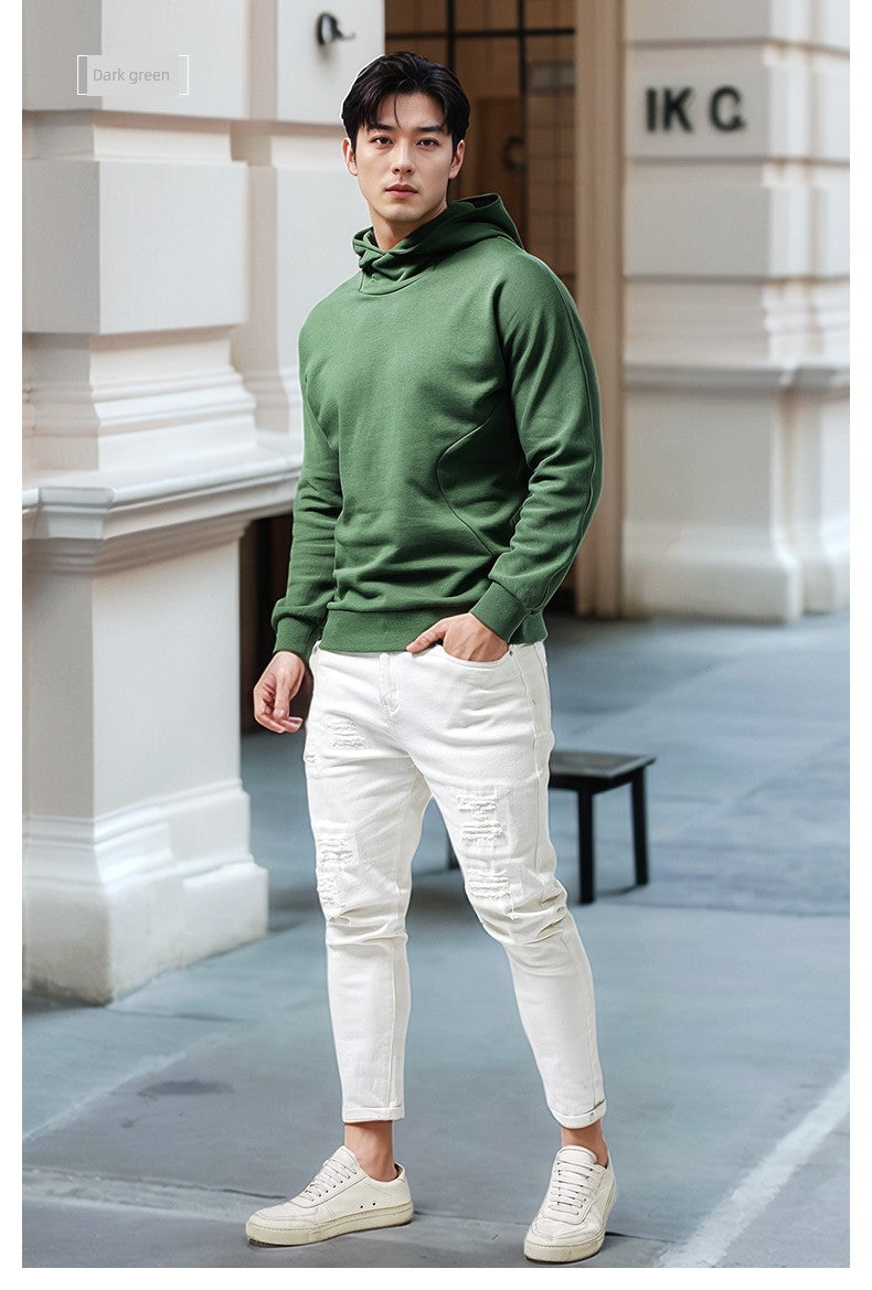 Turtleneck Hoodie Men's Cotton Loose Sports 2023 New Hoodie Pullover Top Outerwear Autumn and Winter