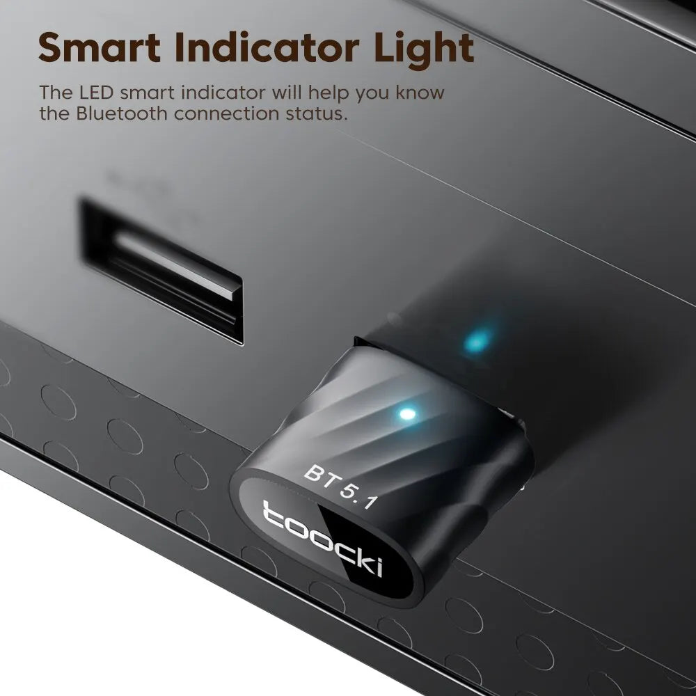 Toocki USB Bluetooth Adapter BT 5.1 Dongle Audio Receiver Speaker for PC Speaker Wireless Mouse Earphone Keyboard Music Transmit