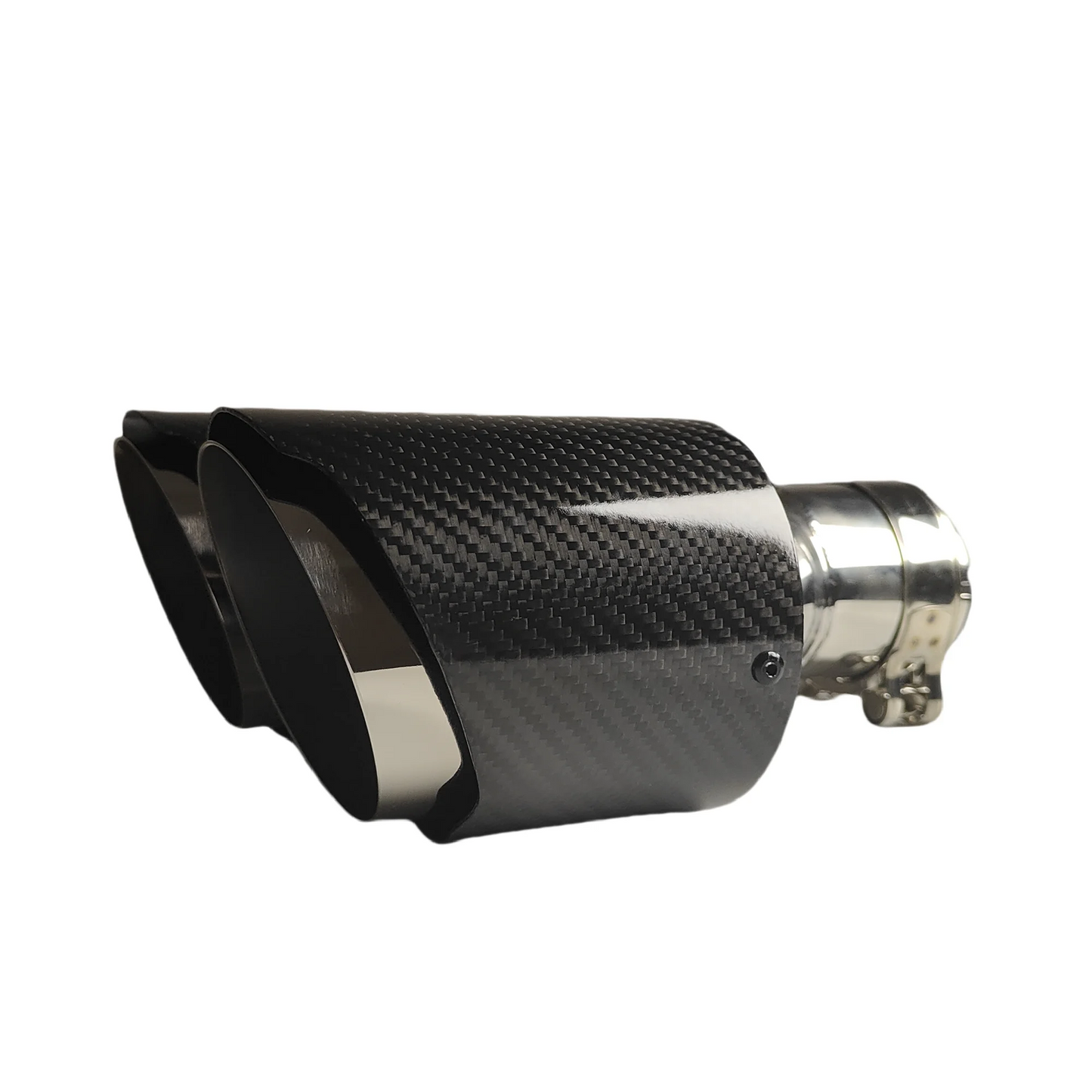 1 Pcs Universal Car Carbon Fibre Tail Throat Silencer Same Length Polish Y-Shaped Double Out Twill Glossy Exhaust Muffler Tip
