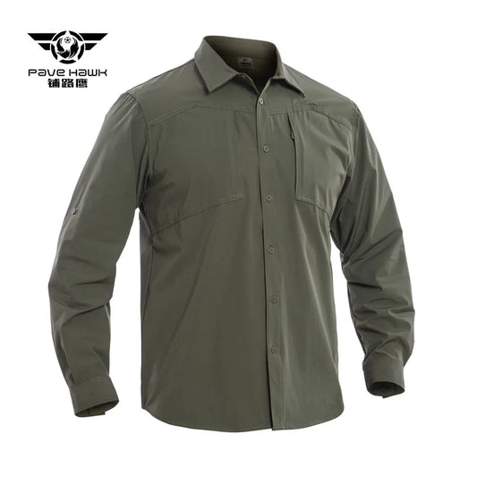 Outdoor Elastic Quick Drying Tactical Shirt Commuting Hunting Hiking Shirt Breathable Wear-resistant Splashproof Sports Shirt