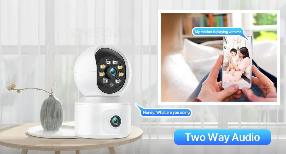 6MP WiFi IP Camera Dual Lens Dual Screen Baby Monitor Home Security Camera PTZ Auto Tracking CCTV Video Surveillance iCsee