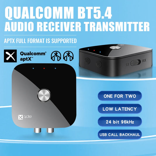 2 in 1 aptX Bluetooth Audio Transmitter Receiver 3.5MM AUX RCA Hifi Stereo Music aptX-Adaptive/HD/LL Multipoint Wireless Adapter
