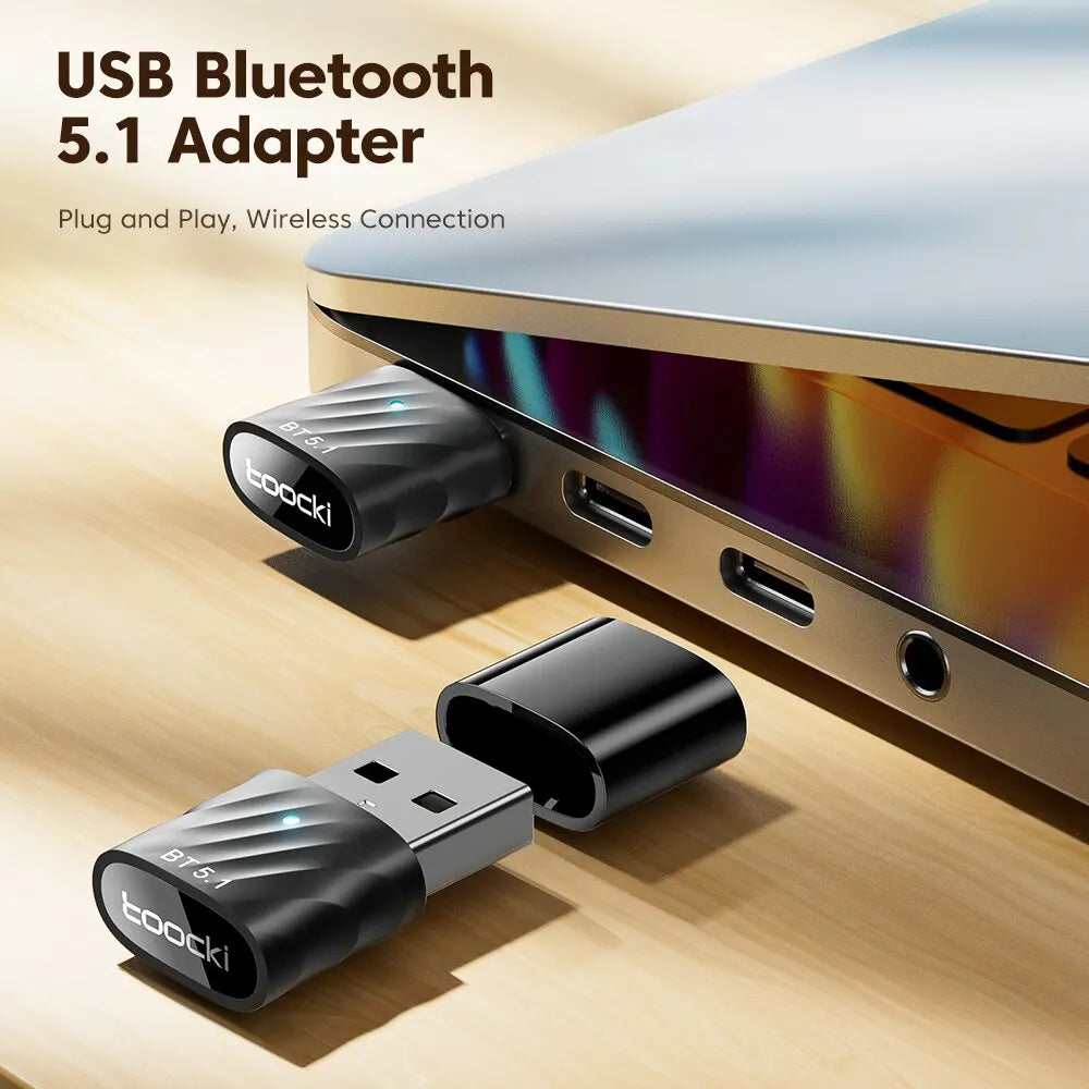 Toocki USB Bluetooth Adapter BT 5.1 Dongle Audio Receiver Speaker for PC Speaker Wireless Mouse Earphone Keyboard Music Transmit