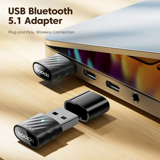 Toocki USB Bluetooth Adapter BT 5.1 Dongle Audio Receiver Speaker for PC Speaker Wireless Mouse Earphone Keyboard Music Transmit