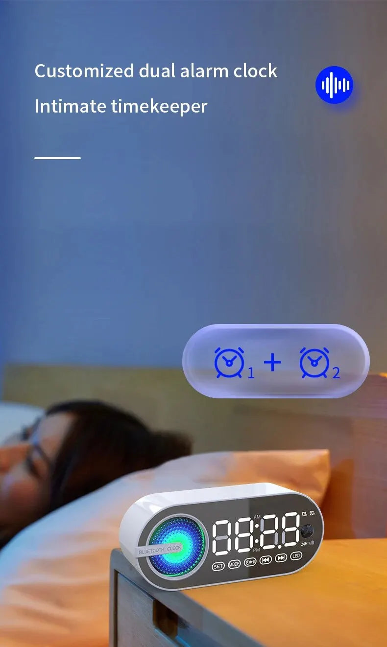 Alarm Clock Caixa De Som Bluetooth Speaker Portable Sound Box Music Wireless Radio FM Subwoofer Bocina Bass Lamp Coluna Column