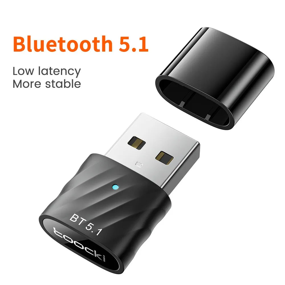 Toocki USB Bluetooth Adapter BT 5.1 Dongle Audio Receiver Speaker for PC Speaker Wireless Mouse Earphone Keyboard Music Transmit