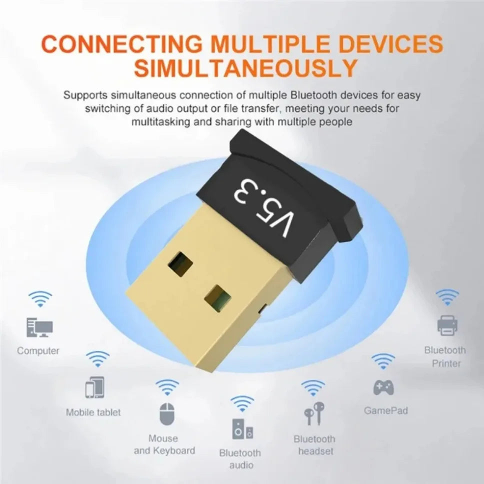 USB Bluetooth 5.3 Adapter Transmitter Receiver Bluetooth Dongle Wireless USB Bluetooth 5.1 Audio Adapter for Computer PC Laptop