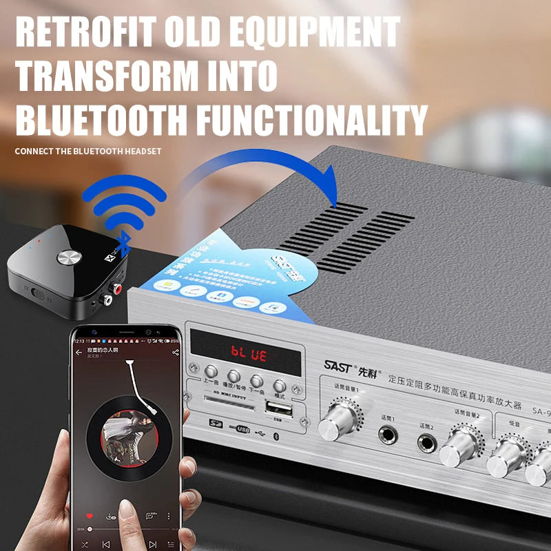 2 in 1 aptX Bluetooth Audio Transmitter Receiver 3.5MM AUX RCA Hifi Stereo Music aptX-Adaptive/HD/LL Multipoint Wireless Adapter