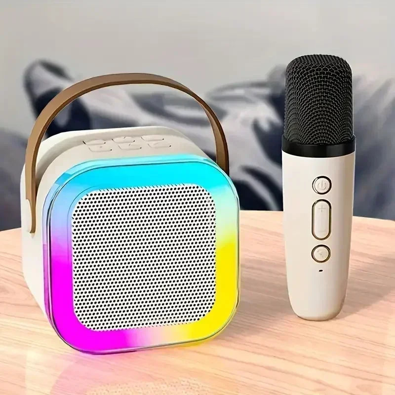 Bluetooth 5.3 K12 Karaoke Machine Portable PA Speaker System with 1-2 Wireless Microphones Home Family Singing Children's Gifts