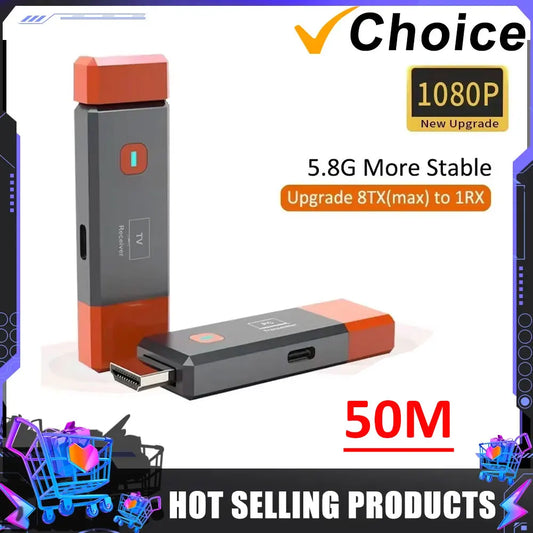 50M 1080P Wireless HDMI Extender Video Transmitter Receiver 8TX to 1RX Display for PS4 Camera Laptop PC To TV Monitor Projector