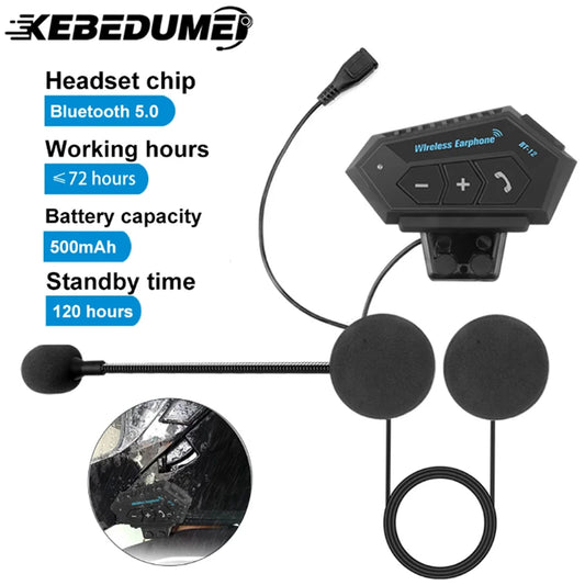 Motorcycle BT 5.0 Helmet Headset Wireless Hands-free Call Kit Stereo Anti-interference Waterproof Music Player Speaker