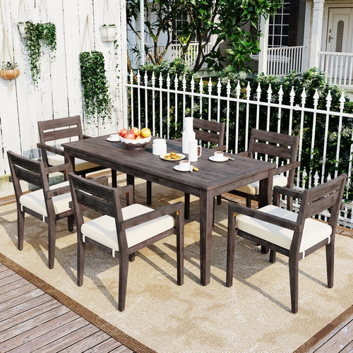 Acacia Wood Outdoor Dining Table And Chairs Suitable For Patio,