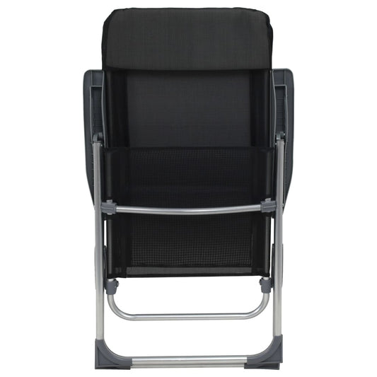 vidaXL Folding Camping Chairs 2 pcs Black Aluminum