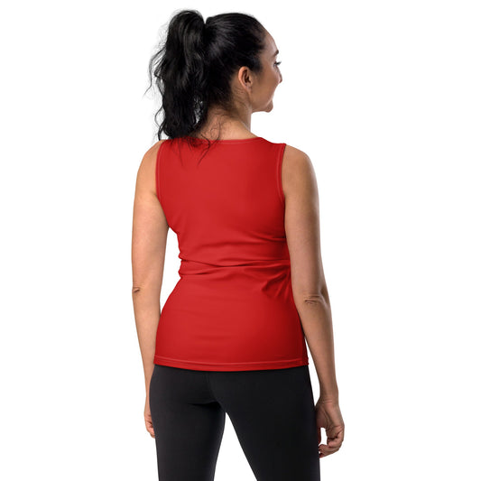 Womens Stretch Fit Tank Top - Vibrant Red Sleeveless Athletic Shirt