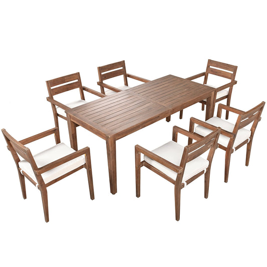 Acacia Wood Outdoor Dining Table And Chairs Suitable For Patio,