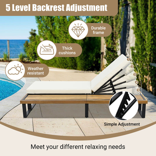 Outdoor Chaise Lounge Chair Set of 2 with 5-Position Adjustable