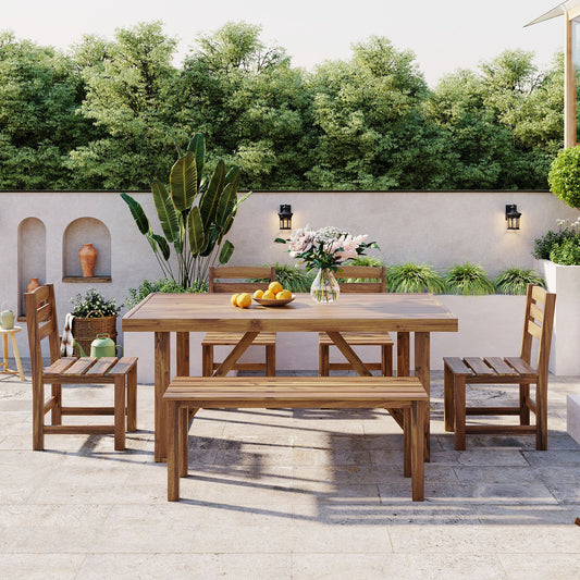 High-quality Acacia Wood Outdoor Table and Chair Set, Suitable for