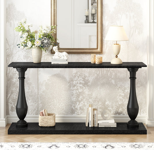 Vintage Sofa Table Console Table with Luxurious Pine Veneer and