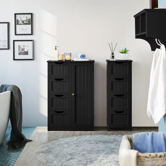 Wooden Bathroom Floor/Side Storage Organizer Cabinet with 4 Drawers