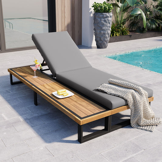 Outdoor Chaise Lounge Chair with 5-Position Adjustable Backrest,