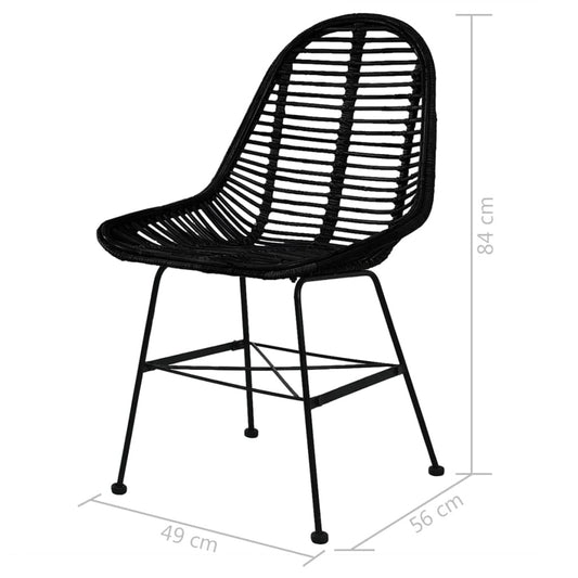 vidaXL Dining Chairs 6 pcs Black Natural Rattan