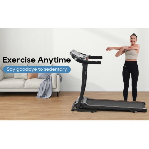 Folding Treadmill Electric Running Machine 2.5HP Motor 300LBS Weight Capacity Walking Jogging Machine With 3 Level Incline 12 Preset Programs For Home Gym