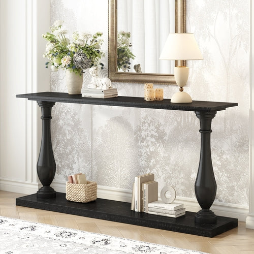 Vintage Sofa Table Console Table with Luxurious Pine Veneer and