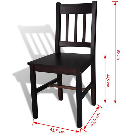 vidaXL Dining Chairs 4 pcs Dark Brown Pinewood