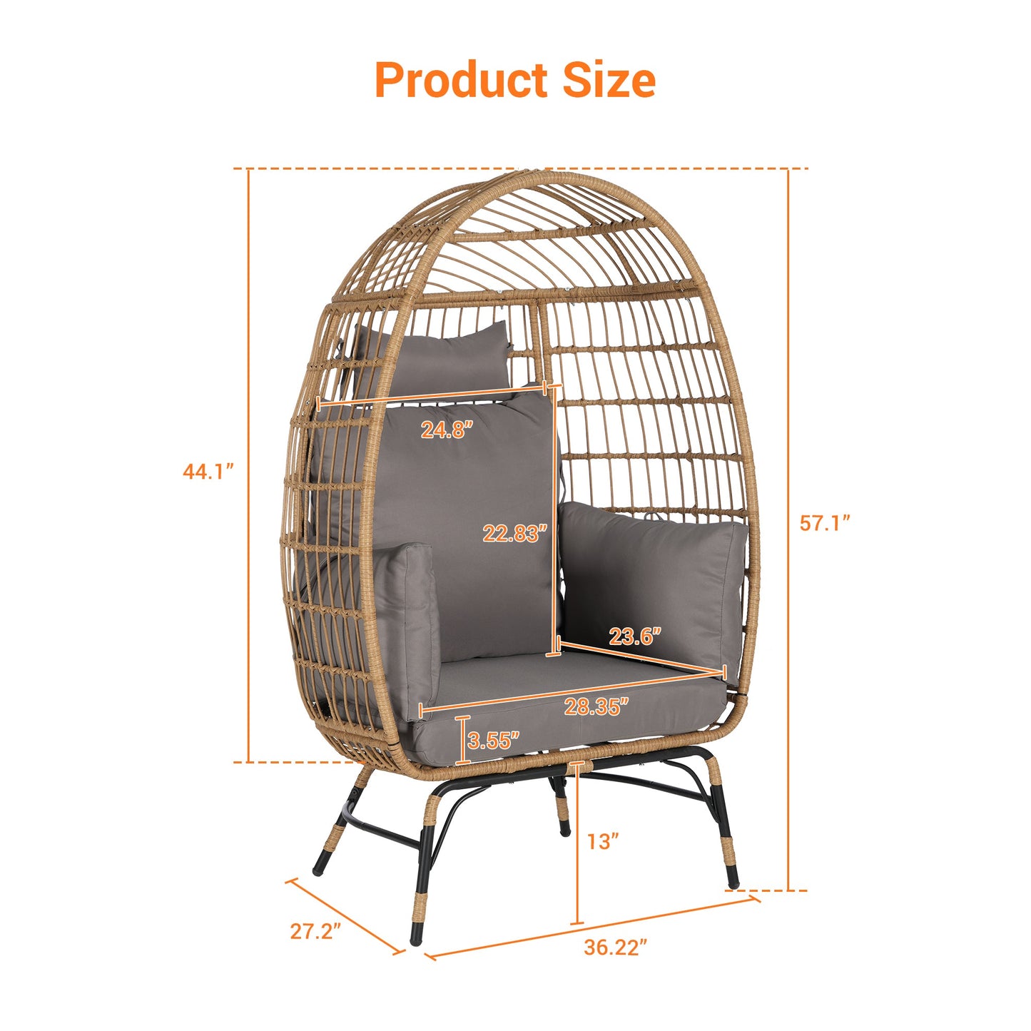 Wicker Egg Chair,Rattan Egg Chair Indoor Outdoor,Oversized Large Egg
