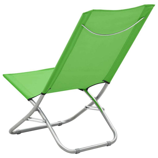 vidaXL Folding Beach Chairs 2 pcs Green Fabric