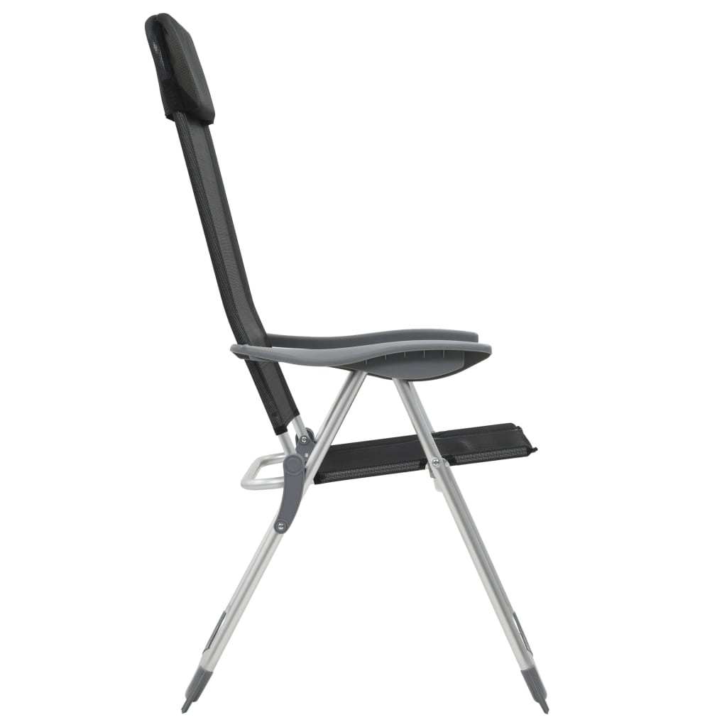 vidaXL Folding Camping Chairs 4 pcs Black Aluminum