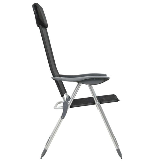 vidaXL Folding Camping Chairs 4 pcs Black Aluminum
