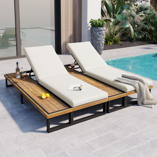 Outdoor Chaise Lounge Chair Set of 2 with 5-Position Adjustable