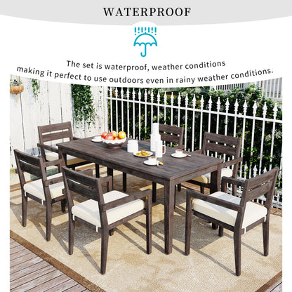 Acacia Wood Outdoor Dining Table And Chairs Suitable For Patio,
